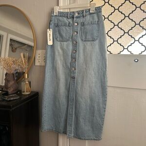 Rolla’s Sailor Denim Button-Front Maxi Skirt